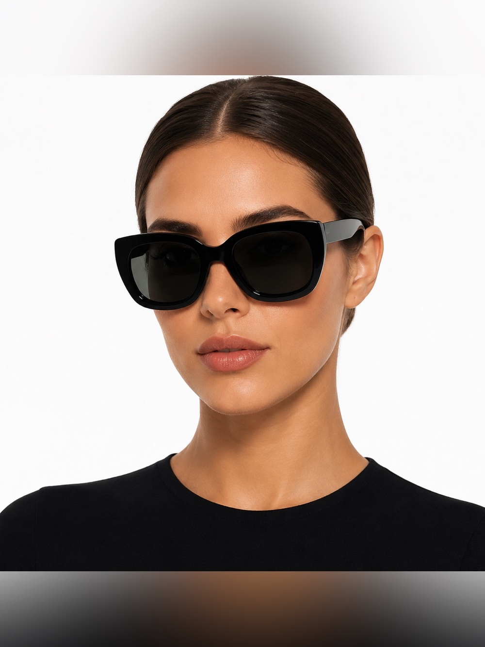 Gucci GG Logo Oversized Square Black Sunglasses Classic Black Cat-Eye Sunglasses